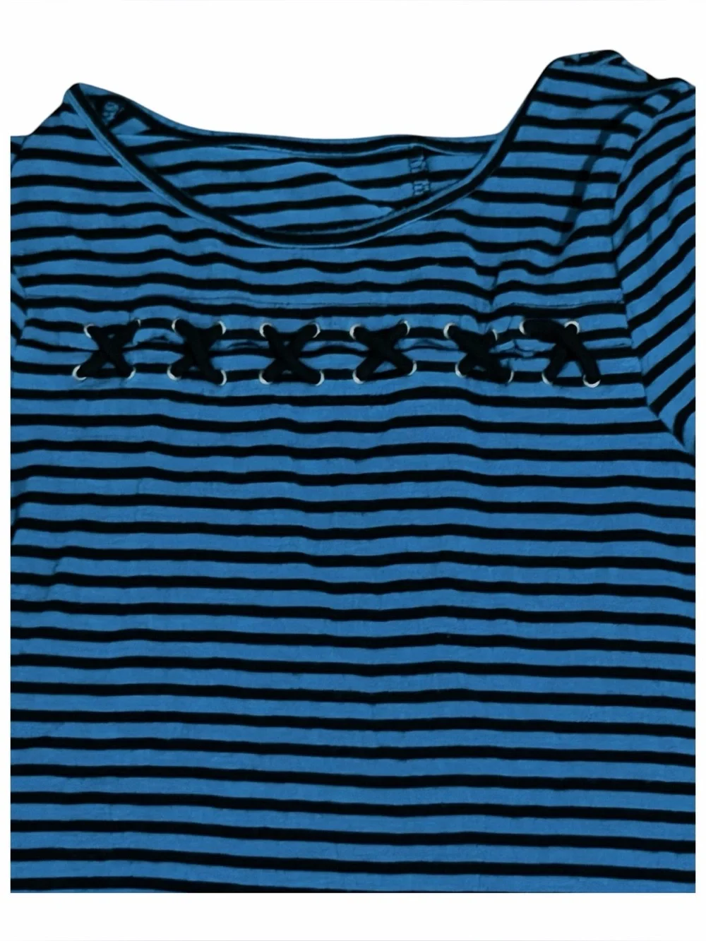 JUSTICE Long Sleeve Pullover Shirt Black And Blue Stripes Girls Size 10